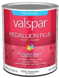 Medallion Plus 2500 Series 028.0025002.005 Exterior Paint and Primer, Pastel, Flat, White, 1 qt Plastic Can