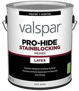 Valspar Pro-Hide 91113 Series 028.0091113.007 Stain Blocking Primer, White, 1 gal Metal Pail