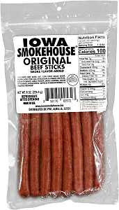 Iowa Smokehouse is-bso12 Beef Snacks, Stick, Original, 8 oz