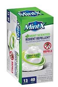 Mint-X MX2425W40F Trash Bag, L, 13 gal Capacity, Plastic, White