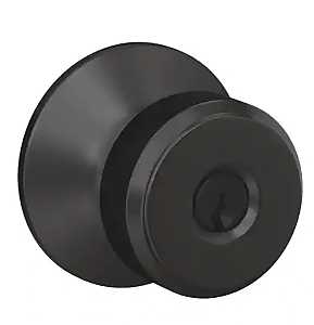 Schlage F51ABOW622 Knob Lock, Matte, Black