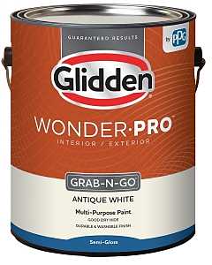 Glidden Wonder-Pro GLWP32AW/01 Paint, Semi-Gloss Sheen, Antique White, 1 gal, 400 sq-ft/gal Coverage Area