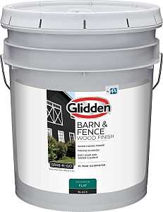 Glidden GLBFEX10BL05 Barn and Fence Paint, Acrylic, Flat, Black, 5 gal, 400 sq-ft/gal Coverage Area