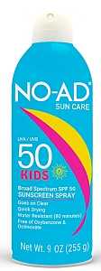 No-Ad NO-AD609 Sunscreen Spray, Clear, Fragranced, 9 oz