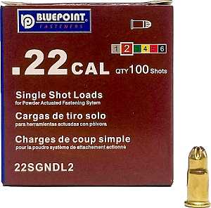 Blue Point Fasteners 22SGNDL2P Powder Load, 0.22 Caliber, Power Level: 2, Brown Code, 5.6 mm Dia, 16 mm L