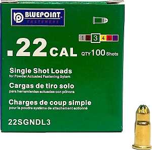 Blue Point Fasteners 22SGNDL3P Powder Load, 0.22 Caliber, Power Level: 3, Green Code, 5.6 mm Dia, 16 mm L