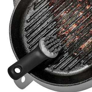 Good Grips 12375200 Brush, 5 in OAL, Cast Iron Trim, Non-Slip Grip Handle, Plastic Handle, Gray Handle