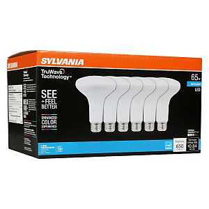 Sylvania Natural Series 41329 LED Bulb, BR30 Lamp, 65 W Equivalent, E26 Medium Lamp Base, Dimmable, Frosted, Daylight