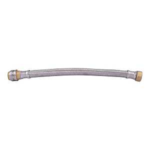 SharkBite UR3088FX15 Braided Flexible Water Heater Connector, 3/4 in, FIP x SharkBite, Brass/Stainless Steel