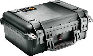 Pelican 1400WF Protector Case with Polyurethane Foam, 13.37 in L, 11.62 in W, 6 in H, Polypropylene, Black