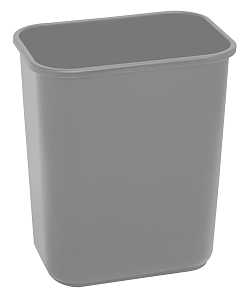 Continental Commercial 2818GY Waste Basket, 28.125 qt, Plastic, Gray, 15 in H
