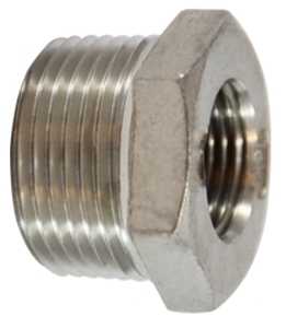 Anderson Metals 62509B Hex Reducing Pipe Bushing, 3/4 x 1/2 in, Male x Female, 304 Stainless Steel, 150 psi Pressure