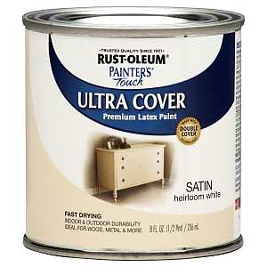 Painter's Touch Ultra Cover 267313 Latex Enamel Paint, Satin, Heirloom White, 0.5 pt