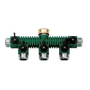 Orbit Irrigation Products 62019N Hose Faucet Manifold with Shut-Off Valve Swivel, Zinc