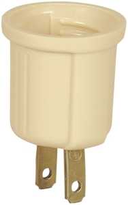 Eaton Wiring Devices BP738V Lamp Holder Adapter, 660 W, 2-Outlet, Thermoplastic, Ivory