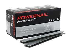 Powernail PowerStaples 5400 Series PS5418D Fine Wire Staple, 3/16 in W Crown, 9/16in L Leg, 20 ga, Carbon Steel, 5000/PK