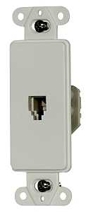Arrow Hart 3560-6W Single Telephone Jack, 4.19 in L, 0.82 in W, Plastic, White