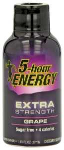 5-hour ENERGY 728127 Sugar-Free Energy Drink, Liquid, Grape, 1.93 oz Bottle