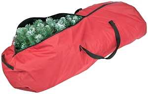 Treekeeper SB-10141 Rolling Storage Bag, M, 6 to 7-1/2 ft Capacity, Polyester, Red, Zipper Closure, 55 in L