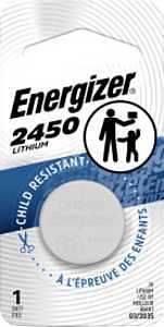 Energizer ECR2450BP Coin Cell Battery, 3 V Battery, 620 mAh, Lithium, Manganese Dioxide