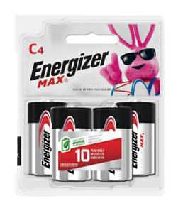 Energizer E93BP-4 Battery, 1.5 V Battery, 8 Ah, C Battery, Alkaline, Manganese Dioxide, Zinc, Rechargeable: Yes