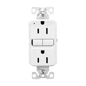 Eaton TRGF15W-WP Self-Test GFCI Receptacle, 125 V, 15 A, NEMA: NEMA 5-15R, Back, Side Wiring, White