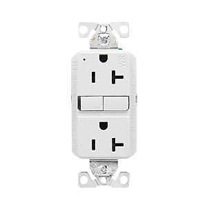 Eaton TWRGF20W Self-Test GFCI Receptacle, 125 V, 20 A, NEMA: NEMA 5-20R, Back, Side Wiring, White