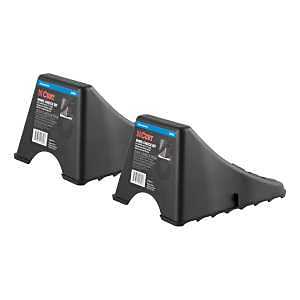 Curt 22800 Wheel Chock Set, 8-1/4 in L, 6.12 in W, 4-3/4 in H, Plastic, Black