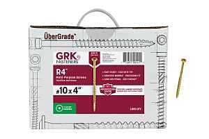GRK Fasteners R4 00141 Framing and Decking Screw, #10 Thread, 4 in L, Round Head, Star Drive, Steel, 1000 BX
