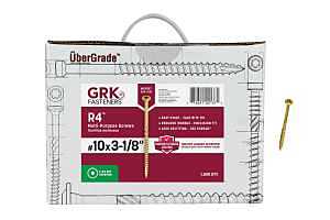 GRK Fasteners R4 00137 Framing and Decking Screw, #10 Thread, 3-1/8 in L, Round Head, Star Drive, Steel, 1500 BX