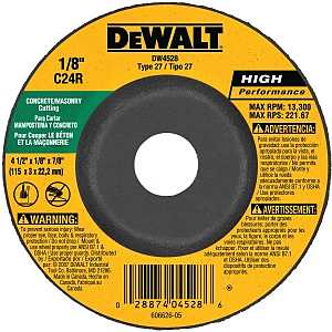 DEWALT DW4528 Grinding Wheel, 4-1/2 in Dia, 1/8 in Thick, 7/8 in Arbor, 24 Grit, Coarse, Silicon Carbide Abrasive