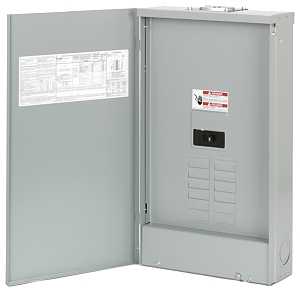 Eaton BRP08B200RF Load Center, 24-Pole, 200 A, 8-Space, 16-Circuit, Main Breaker, Plug-On Neutral, NEMA 3R Enclosure