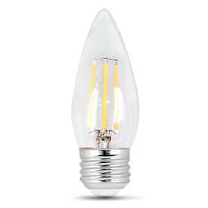 Feit Electric BPETC40/927CA/FIL LED Bulb, Specialty, Torpedo Tip Lamp, 40 W Equivalent, E26 Lamp Base, Dimmable, Clear
