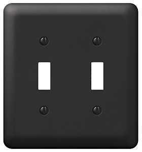 Amerelle Devon Series 935TTBK Wallplate, 5 in L, Black, 4-5/8 in W, 2-Gang, Steel