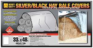 Dize Weathermaster HD3348 Hay Bale Cover, 33 ft L, 48 ft W, Polyethylene, Black/Silver