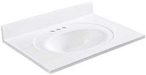 Luxo Marble Lavabos OSB 3722-4-107S Vanity Top Bathroom Sink, 37 in OAW, 7/8 in OAH, 22 in OAD, Synthetic Marble