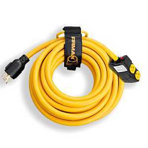 Firman 1195 Power Cord with Storage Strap, 10 ga Wire, 25 ft L, Yellow Sheath