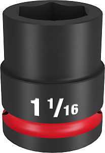Milwaukee SHOCKWAVE Impact Duty Series 49-66-6308 Shallow Impact Socket, 1-1/16 in Socket, 3/4 in Drive, Square Drive