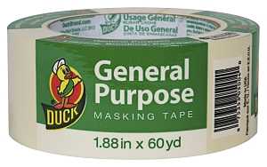 Duck 394700 Masking Tape, 60 yd L, 1.88 in W, Rubber Backing, Beige