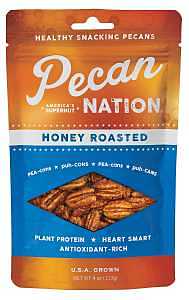 Pecan Nation PNHR4.8 Pecans, Honey Roasted, 4 oz Pouch