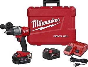 Milwaukee M18 FUEL 2904-22 Hammer Drill Kit, Battery Included, 18 V, 5 Ah, 1/2 in Chuck, Ratcheting Chuck