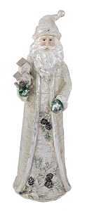 Santas Forest 89945 Santa Figurine, 16.5 in H, Birch Santa Figurine, Resin, Gray