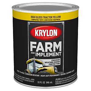 Krylon Farm and Implement K02025008 Paint, High-Gloss, John Deere Yellow, 1 qt Can