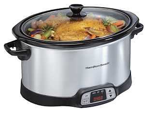 Hamilton Beach 33480 Programmable Countdown Slow Cooker, 8 qt Capacity, 120 V, 375 W, Touch Pad Control, Stoneware