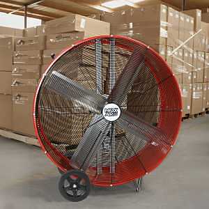 MaxxAir BF42BD Portable Barrel Fan, 120 V, 2-Speed, 5800 to 10,000 cfm Air, Red