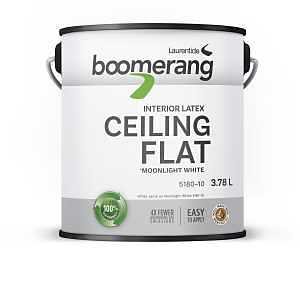 Boomerang 5180-10 Ceiling Flat Paint, Matte, Moonlight White, 3.78 L