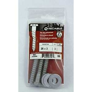 Reliable HLHDG38112B Lag Bolt, 3/8-7 Thread, 1-1/2 in OAL, A Grade, Steel, Galvanized