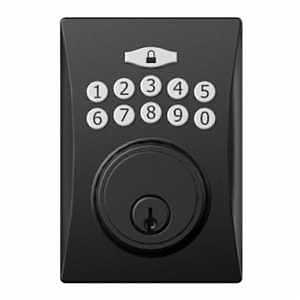 Centinel 1 Digital Deadbolt, Matte Black, Adjustable Backset, 10 User Codes