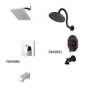 Pfister Hanover 808TMYY Tub and Shower Faucet, Raincan Showerhead, 2.5 gpm Showerhead, 1 Spray Settings, 1-Handle