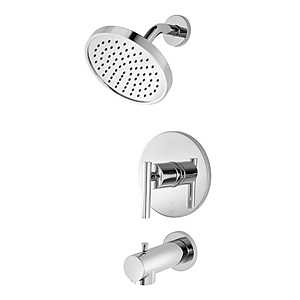 Pfister 8P8FTCC Tub and Shower Faucet, Raincan Showerhead, 2 gpm Showerhead, 1-Handle, Metal, Chrome Plated